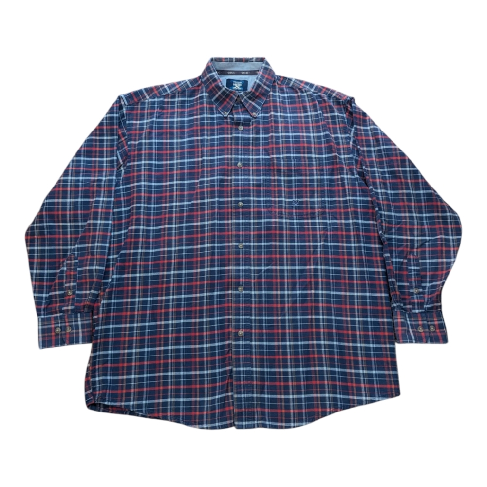 Twenty X Blue Red Plaid Cotton Long Sleeve Button Down Collar Shirt Men's XL